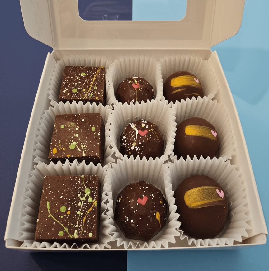 Chocolate bonbons in a gift box